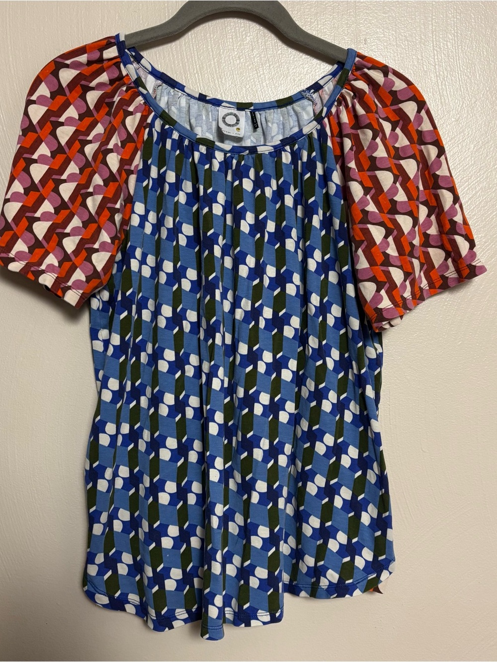 Akemi & Kin Anthropologie Women’s Shirt Top 100% Cotton Pattern Blue Size Medium